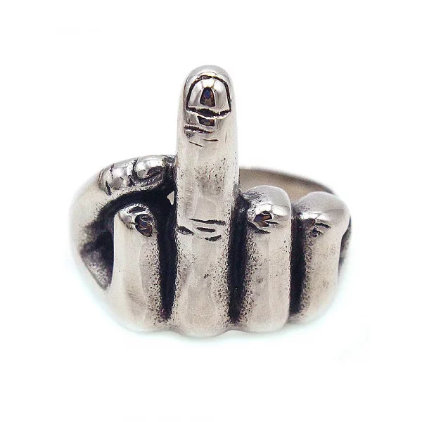 Punk Cool Middle Finger Up Ring Unique Rock 316L Stainless Steel Men's Ring Creative Biker Fashion Jewelry Gifts Wholesale - Image 6